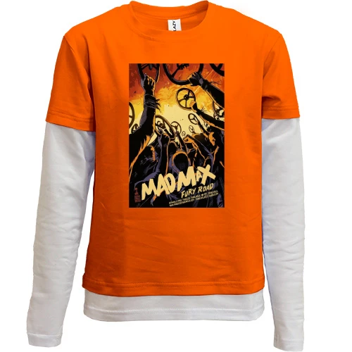 Комбінований дитячий лонгслів, Помаранчевий, з постером Mad Max