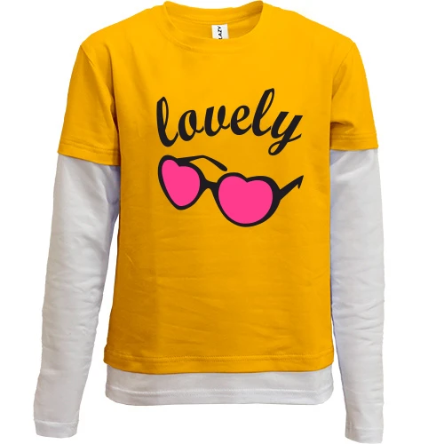 Комбинированный детский лонгслив с розовыми очками Lovely