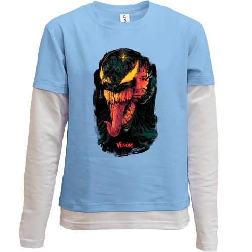 Комбинированный детский лонгслив, желтый, с Venom (арт)