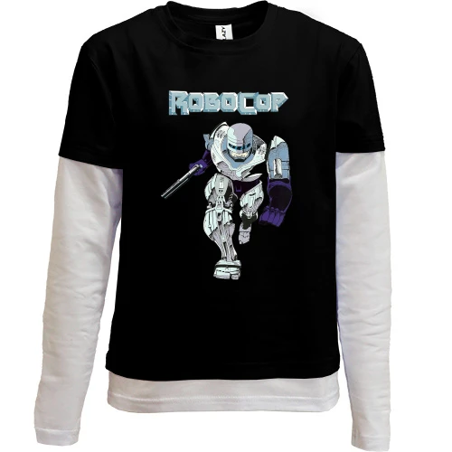 Комбинированный детский лонгслив, черный, с Robocop
