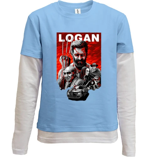 Комбинированный детский лонгслив, желтый, с постером фильма Логан (Logan)