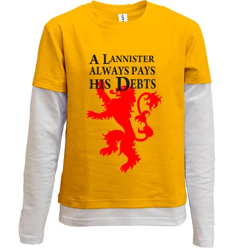Комбинированный детский лонгслив a lannister always pays his debts