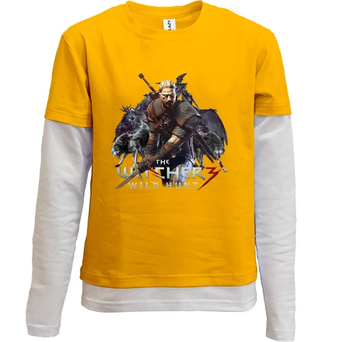 Комбинированный детский лонгслив, желтый, The Witcher 3 (wild hunt 2)
