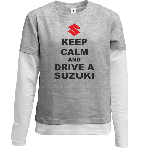 Комбинированный детский лонгслив, Серый, Keep calm and drive a SUZUKI