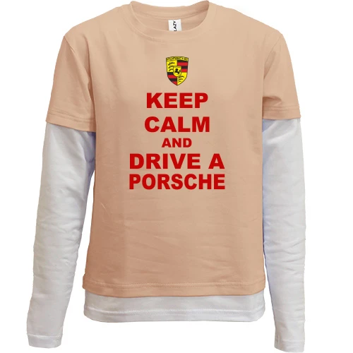 Комбінований дитячий лонгслів Keep calm and drive a Porsche