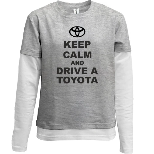 Комбинированный детский лонгслив, Серый, Keep calm and drive a Toyota