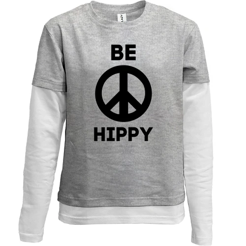 Комбинированный детский лонгслив, серый, Be Hippy