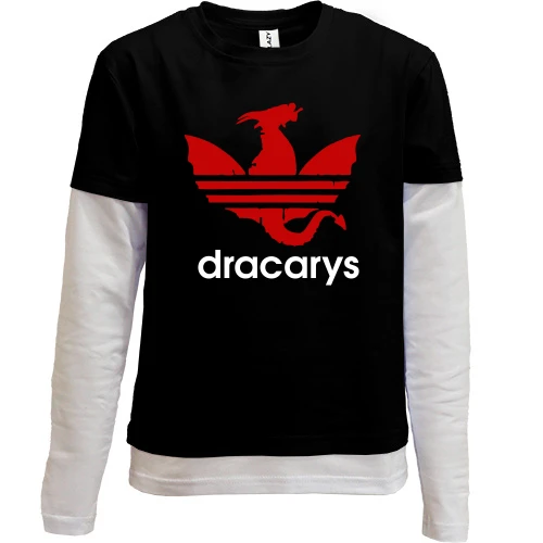 Комбінований дитячий лонгслів, Чорний, з написом "Dracarys" Гра Престолів