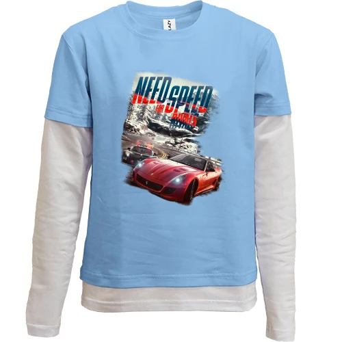 Комбинированный детский лонгслив, синий, с Need for Speed Rivals