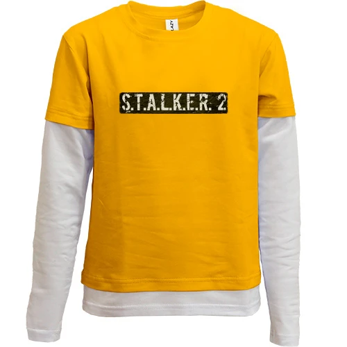 Комбинированный детский лонгслив, желтый, с надписью "STALKER 2"