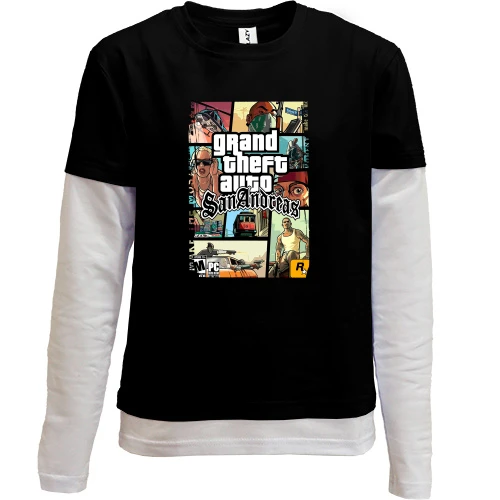 Комбінований дитячий лонгслів, Чорний, GTA - San Andreas