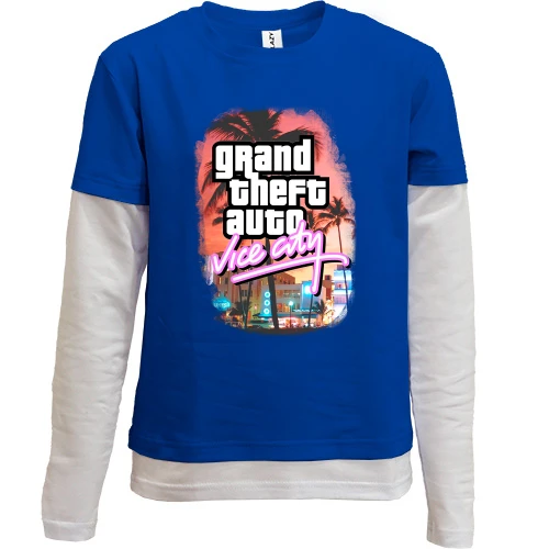 Комбинированный детский лонгслив, синий, GTA - Vice city