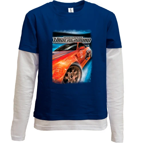 Комбинированный детский лонгслив, синий, Need for Speed - Underground