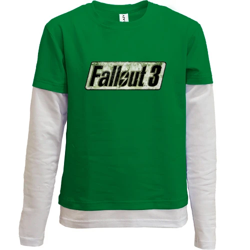 Комбінований дитячий лонгслів, зелений, Fallout 3 з логотипом