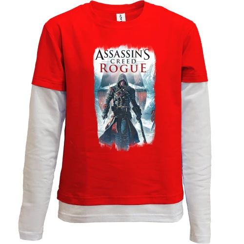 Комбинированный детский лонгслив, красный, с Шеем Патриком Кормаком (Assassins Creed Rogue)