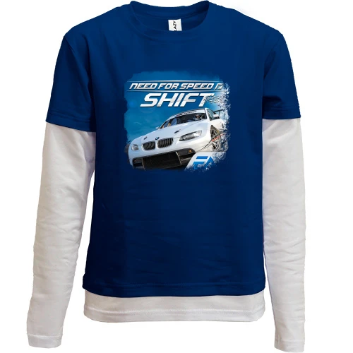 Комбинированный детский лонгслив, синий, Need for Speed - Shift