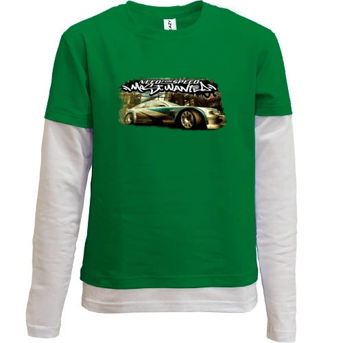 Комбинированный детский лонгслив, зеленый, Need for Speed - Most Wanted 2