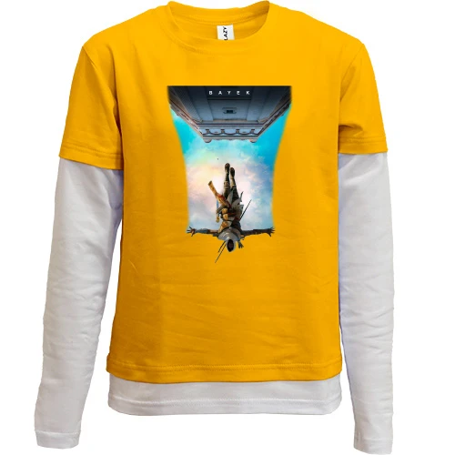 Комбинированный детский лонгслив, желтый, с прыжком веры Байека (Assassin's Creed Origins)
