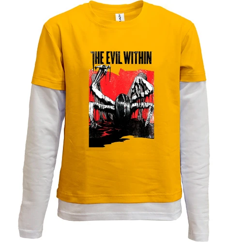 Комбинированный детский лонгслив, желтый, с обложкой The Evil Within