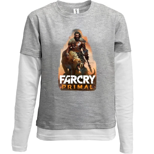 Комбинированный детский лонгслив, серый, Far Cry - Primal