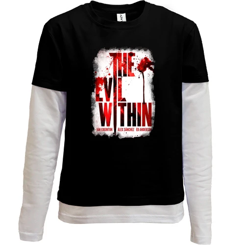 Комбинированный детский лонгслив, Черный, с артом The Evil Within