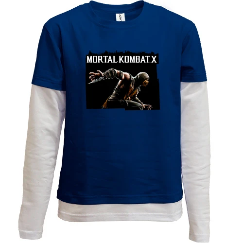 Комбинированный детский лонгслив, синий, Mortal Kombat X