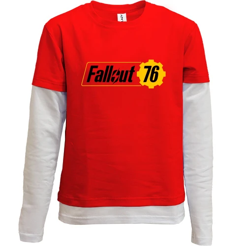 Комбинированный детский лонгслив, красный, с логотипом Fallout 76