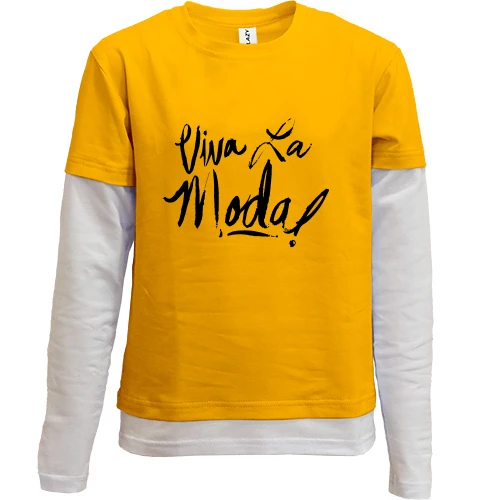 Комбинированный детский лонгслив, желтый, Viva la moda