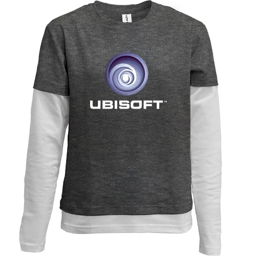 Комбинированный детский лонгслив, серый, с логотипом Ubisoft