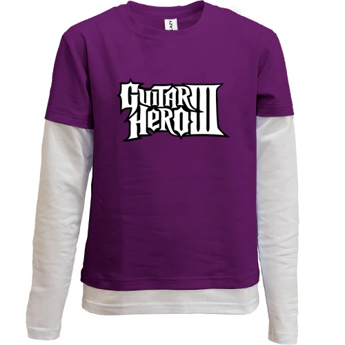 Комбинированный детский лонгслив, фиолетовый, с логотипом Guitar Hero 3