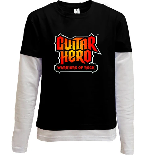 Комбинированный детский лонгслив, черный, с постером Guitar Hero - Warriors of rock