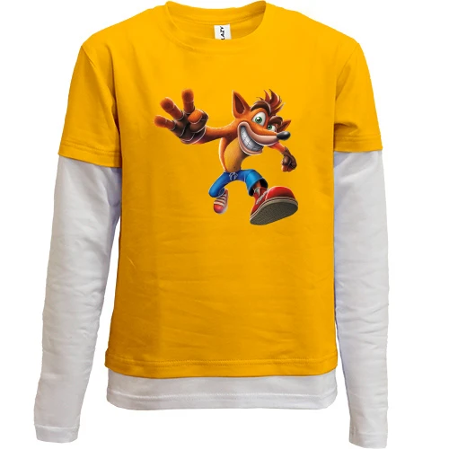 Комбінований дитячий лонгслів, Жовтий, з Crash Bandicoot 2