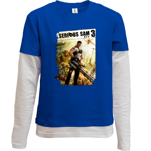 Комбинированный детский лонгслив, синий, с постером игры Serious Sam 3