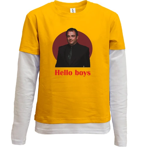 Комбинированный детский лонгслив, желтый, с Кроули - hallo boys