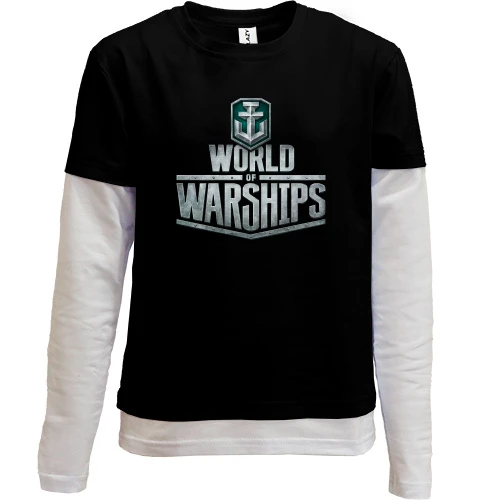 Комбинированный детский лонгслив, черный, World of Warships