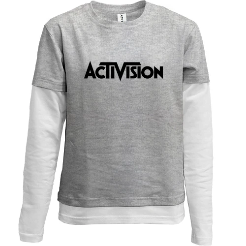 Комбинированный детский лонгслив, серый, с логотипом Activision