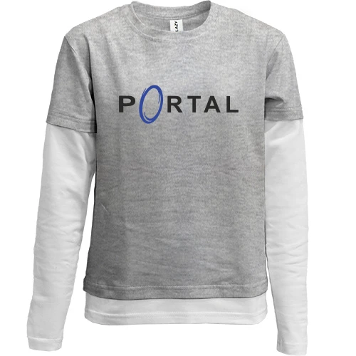 Комбинированный детский лонгслив, серый, с логотипом игры Portal
