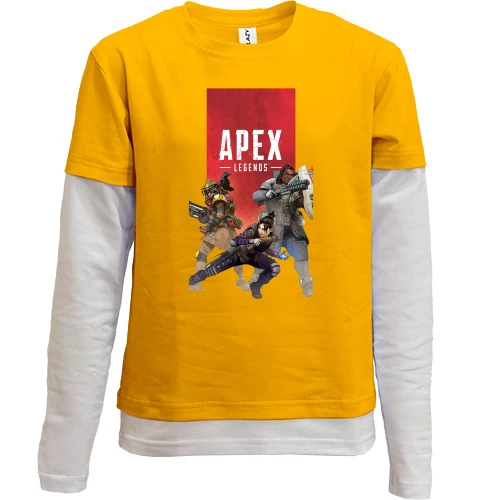 Комбинированный детский лонгслив, желтый, с постером игры Apex - legends