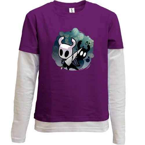 Комбинированный детский лонгслив, фиолетовый, с постером Hollow Knight