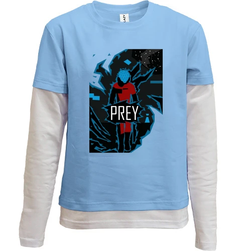 Комбинированный детский лонгслив, синий, с постером Prey