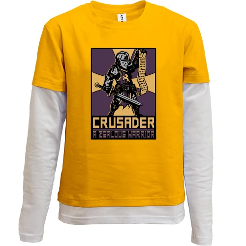 Комбинированный детский лонгслив, желтый, с постером Crusader
