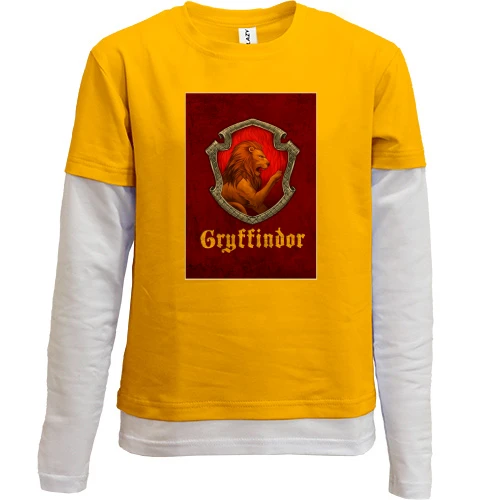 Комбинированный детский лонгслив, желтый, с гербом Gryffindor (Harry Potter)
