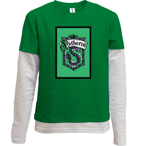 Комбінований дитячий лонгслів, Зелений, з гербом Slytherin (Harry Potter)