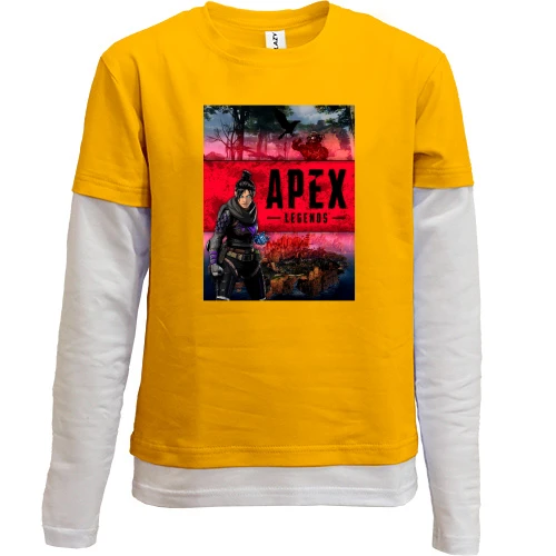 Комбинированный детский лонгслив, желтый, с обложкой игры APEX - Legends