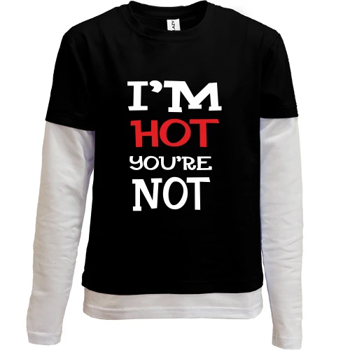 Комбинированный детский лонгслив, черный, I`m hot you are not