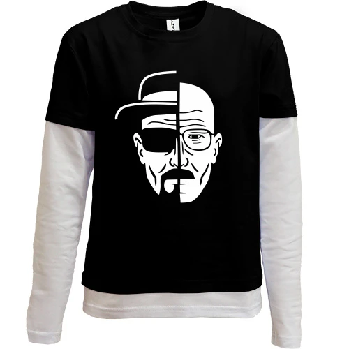 Комбінований дитячий лонгслів, чорний, Breaking Bad - Уолт