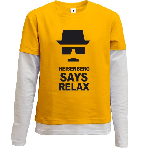 Комбінований дитячий лонгслів, жовтий, Heisenrerg say relax