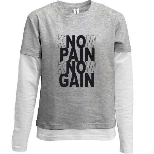 Комбинированный детский лонгслив, желтый, Know pain - Know gain