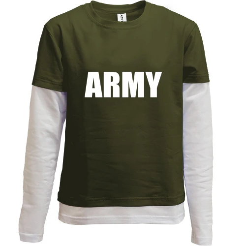 Комбинированный детский лонгслив, хаки, ARMY (Армия)
