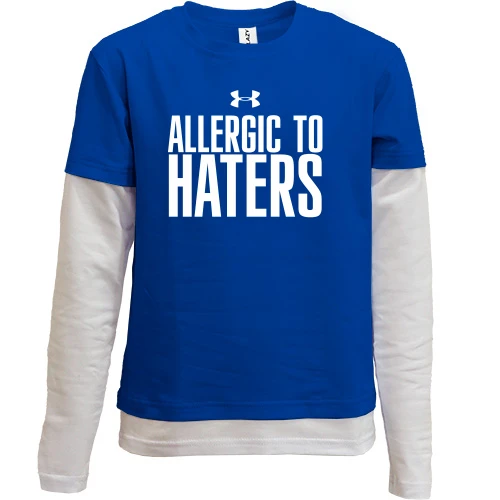 Комбинированный детский лонгслив, синий, Allergic to haters